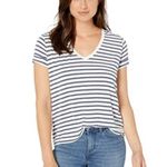 Michael Stars 💕💕 Blue Striped V-neck Tee 100% Linen Small S NWOT Photo 7