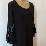 R & M Richards  women’s black scoop neck lace bell sleeves knee length‎ Size 12 Photo 3