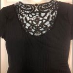 Bobbie Brooks Black Rib Crochet Top Back Sz M Size M Photo 1