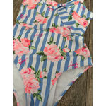 Betsey Johnson Women’s Blue & White Floral Stripe One Piece Swimsuit Size Small Photo 2