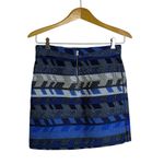 Maje Jakarto Jaquard Mini Skirt 38 Womens Blue Geometric Heavy Knit Zip Boho Photo 1