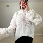 Free People  White Mock Neck Sweater with Balloon Sleeves Photo 1