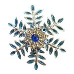 Vintage snowflake blue stone pin brooch Winter Holiday Christmas Photo 0