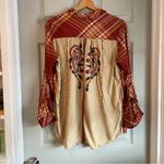 Natural Reflections  Women's M Plaid Embroidered Back Orange Button-Up Shirt Photo 3