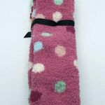 Free Press  Womens Cozy Socks Fleece Soft Novelty Heart Polka Dot Pink Ivory OS Photo 1