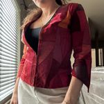 wilson's leather Vintage  Suede Patchwork Leather Jacket Zip Front Sz L Red Orange Photo 3