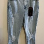 Jeans destress teen No Boundaries Mom Jean Fashion Destructed Size 5 NWT Blue Photo 0