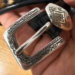 VTG Brighton Leopard‎ Cheetah Leather Skinny Belt Women 32 Silver Buckle 37” Photo 1