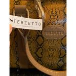 Terzetto Leather Satchel Bag Purse Brown Embossed Snakeskin Animal Print NWT Photo 9
