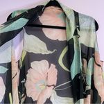 Black Floral Chiffon Vest Open Front Longline Boho Cardigan Shawl Swim Cover Up Photo 1