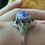 Utah Tiffany Stone Red Garnet Sterling Silver Cocktail Ring Size 9 Purple Photo 2