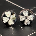 Vintage Stud Earrings Dainty Small Four Leaf Clover Photo 0