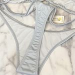 Heavy Manners Bikini Set Triangle Tie Top High Cut Thong Dove Gray Large NWT Photo 2