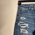 American Eagle  Outfitters Mom Straight Distressed Blue Jeans plaid detail size 2 Photo 6