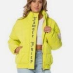 Juicy Couture Womens Neon Yellow J’amore Juicy Puffer Jacket Photo 0