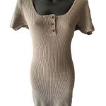 Urban Outfitters Short Sleeve Knit Ribbed Body Con Tan Mini Dress Women’s M Photo 0