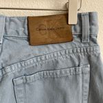 Calvin Klein Vintage 90s Blue Denim Leather Patch Fray Hem High Rise Mom Jeans Photo 8