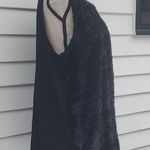 Rafaella  Black Faux Fur Open Front Vest with Ribbed Back Photo 3