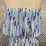 Lemlem  Gigi Silk Strapless Romper in Blue Green Chevron Print Size‎ US Small Photo 6