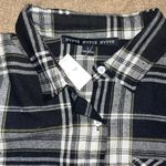 HYFVE  Pug on Pontoon Black and White Plaid shirt, size Large, NEW Photo 2