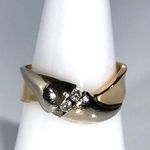 14KT .28 CARAT DIAMOND SOLID YELLOW & CHAMPAGNE GOLD BYPASS RING Photo 3