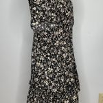 SheIn Floral Short Sleeve Dress with Ruffle Hem- Black and White- Size Medium Photo 3