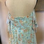Lulus NWOT Charming Passion Mint Green Floral Off-the-Shoulder Maxi Dress Photo 4