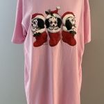 Vtg Christmas Dalmation Puppies Night Shirt One Size Pink Morehead Inc Air Waves Photo 0
