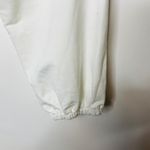 White Henley Shirt Full Gathered Sleeve Lettuce Hem Top Sz Medium Photo 6