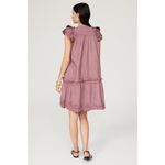 Sea Heidi Heart Quilt Petal Sleeve Tiered Rose Pink Mini Dress Size Small Photo 2