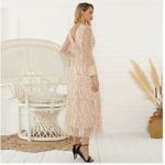 Women’s midi sequin evening gown dress size Medium cream gold sparkle Photo 2