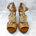 Jimmy Choo Chunky Platform Block Heel Studded O Ring Suede Leather Sandal Heels Photo 3