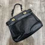 Talbots  Black Snakeskin Double Turn Lock Leather Satchel Bag Photo 0