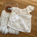 Old Navy White eyelet cold shoulder linen top Photo 0