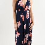 L'ATISTE By Amy Spaghetti Straps Floral Faux Wrap Plunging Backless Maxi Dress S Photo 0