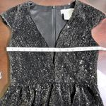 Mac Duggal Ieena for  Black Sequin Dress Deep V Neck Sleeveless Party Cocktail Photo 5