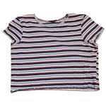 American Eagle  Striped‎ Crop Top Lettice Hem Summer Utility Y2K 90s Retro Size L Photo 1