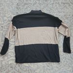 Vintage Basic Editions Color Block Mockneck Sweater Black Tan Large Photo 5