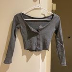 Cute Gray ribbed button down crop top Size XS Photo 0