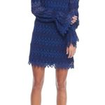 Free People Blue Simone Mock Neck Lace Mini Dress Size Medium Photo 2