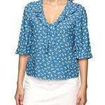 Sézane Pomme Blouse, Mini Blue Flower, FR38/US6 Photo 1