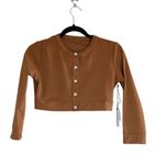 We Wore What NWT CROPPED CREWNECK CARDIGAN IN GOLD XS Photo 8