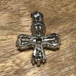 Small Light Pink CZ Cross Silver Pendant Photo 8
