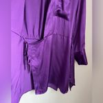 ZARA Purple Satin Effect Wrap Shirt Dress NEW Mini Size Small Blogger Fav Night Photo 8