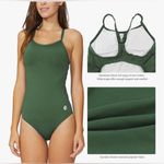 Baleaf Athletic Training Adj Strap One Piece Swimsuit Army Green 36/Medium M NWT Photo 3