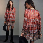 Anthropologie Tanvi Kedia Boho Mini Dress in Pink Combo Size Medium NWT $190 Photo 1