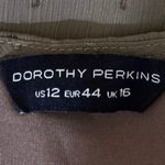 Dorothy Perkins Women's Olive Green Metallic Chiffon Ruffle Blouse Top Size 12 Photo 3