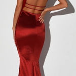 Lulus LULU’S Destined Love Wine Red Satin Backless Cutout Mermaid Maxi Dress Photo 0