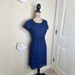Uncle Frank NTM:  Navy & Black Lace Dress with Keyhole Back Ruching Waist Sz M Photo 5