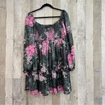 Crystal Doll  Babydoll Floral Black/Pink Flare Ruched Dress Jr. XL Gathered Top Photo 1